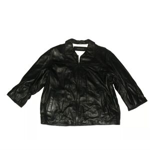 Dockers Leather $250 Genuine Black Leather Mens Zip Jacket sz. XL New